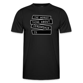 Le pire dans la censure, c’est l’ironie amusante - T-shirt sport Homme - noir - Devant - AI Model Male 178 dark (178cm)
