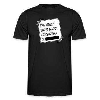 Le pire dans la censure, c’est l’ironie amusante - T-shirt sport Homme - noir - Devant - AI Model Male 178 dark (178cm)