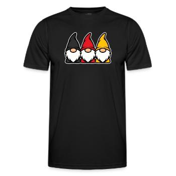 Deutschland Gartenzwerge Trio Schwarz Rot Gold - Männer Funktions-T-Shirt - Schwarz - Vorne - AI Model Male 178 dark (178cm)