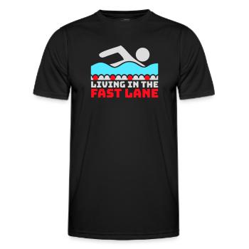Life In The Fast Lane Float Funny Pool Saying - Men's Functional T-Shirt - black - Front - AI Model Male 178 dark (178cm)