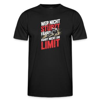  Wer Nicht Stürzt Fährt Fährt Nicht Am Limit - Männer Funktions-T-Shirt - Schwarz - Vorne - AI Model Male 178 dark (178cm)