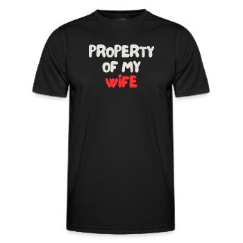 property of my wife - Men's Functional T-Shirt - black - Front - AI Model Male 178 dark (178cm)