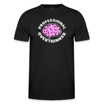 Professional Overthinker Funny Brooding Anxiety Logo - Men's Functional T-Shirt - black - Front - AI Model Male 178 dark (178cm)