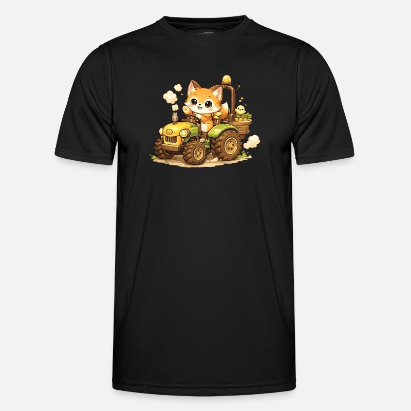 Fox on the tractor - Men's Functional T-Shirt - black