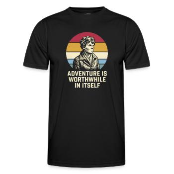 Amelia Earhart Das Abenteuer ist lohnenswert - Männer Funktions-T-Shirt - Schwarz - Vorne - AI Model Male 178 dark (178cm)