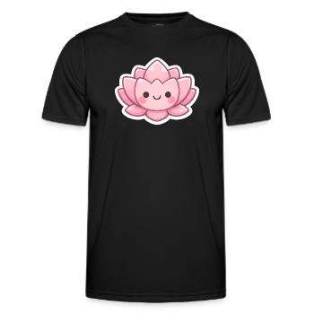 Kawaii Lotus Blossom Pink - Men's Functional T-Shirt - black - Front - AI Model Male 178 dark (178cm)