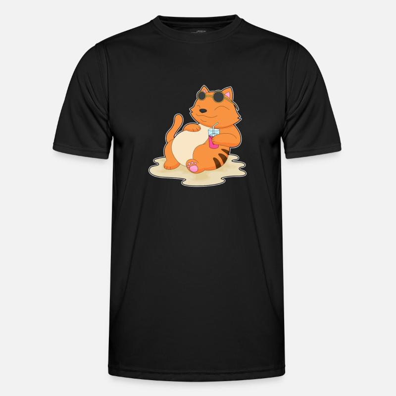 Cat Beach Drink Summer - Men's Functional T-Shirt - black