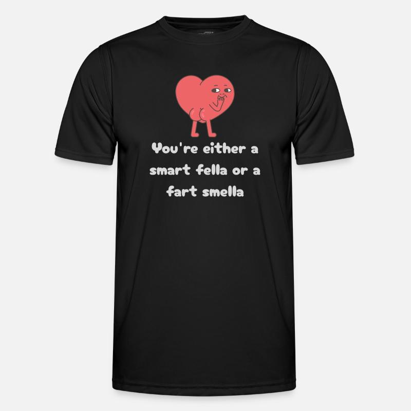 Schlauer Kerl oder Furz-Smella-Herz - Männer Funktions-T-Shirt - Schwarz