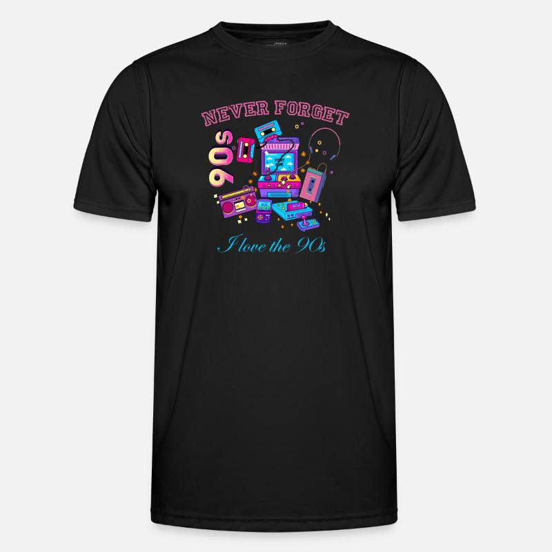 Retro 90s never forget - Men's Functional T-Shirt - black