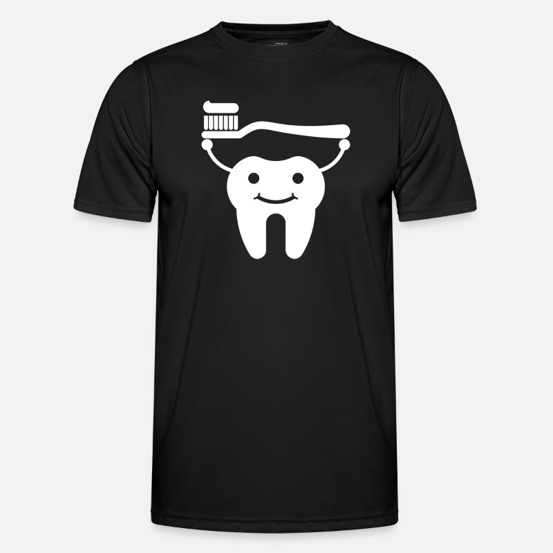 Tooth with toothbrush and toothpaste - Men's Functional T-Shirt - black