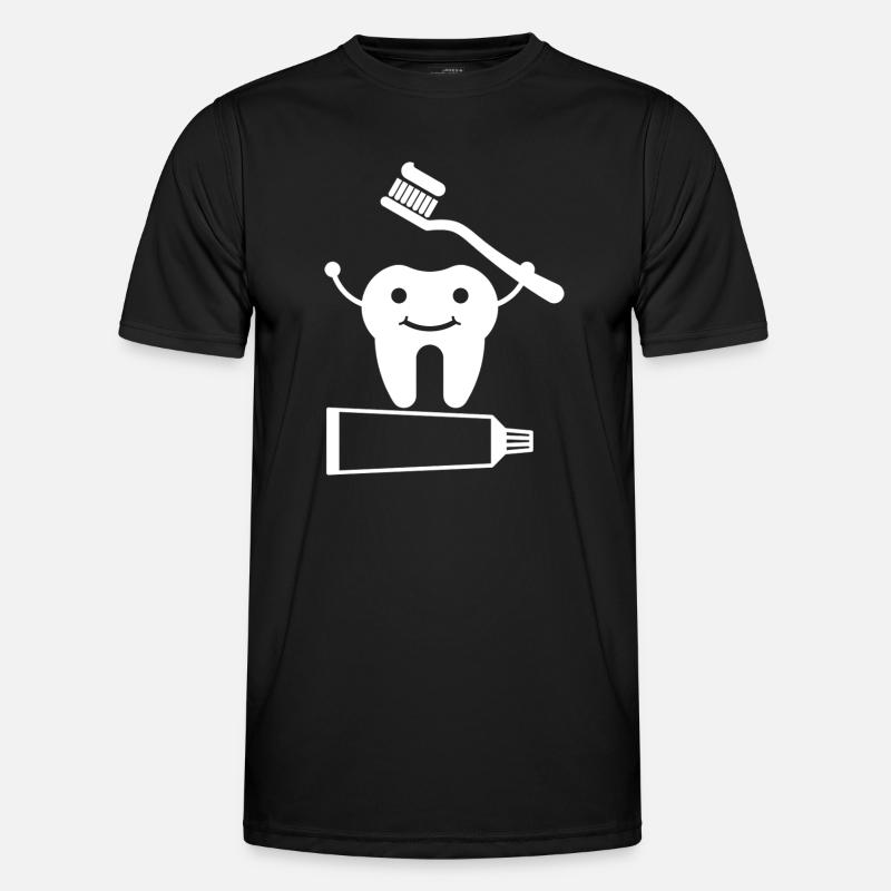 Tooth with toothbrush and toothpaste - Men's Functional T-Shirt - black