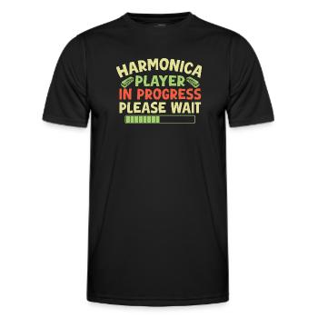 Funny Harmonica Player In Progress Harmonica - Men's Functional T-Shirt - black - Front - AI Model Male 178 dark (178cm)