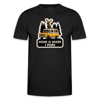 Moose Camper for Men Funny Animal Vanlife - Men's Functional T-Shirt - black - Front - AI Model Male 178 dark (178cm)