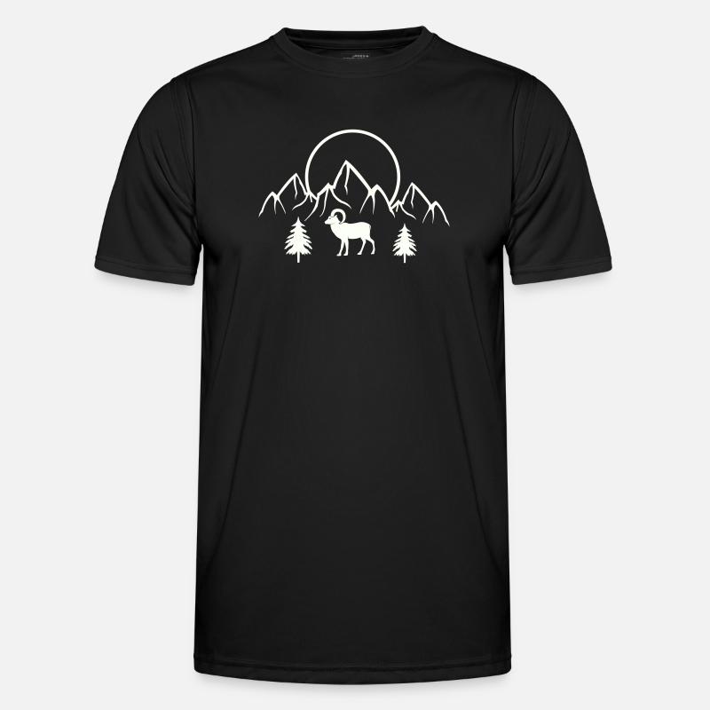 Alpine Mondlandschaft mit Steinbock - Männer Funktions-T-Shirt - Schwarz