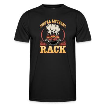 BBQ Grilling Meat Smoking Barbecue - Men's Functional T-Shirt - black - Front - AI Model Male 178 dark (178cm)