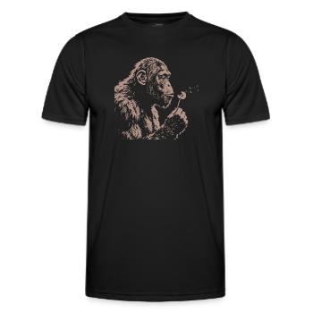  Chimpanzee Blowing Dandelion Art Monkey Nature - Männer Funktions-T-Shirt - Schwarz - Vorne - AI Model Male 178 dark (178cm)