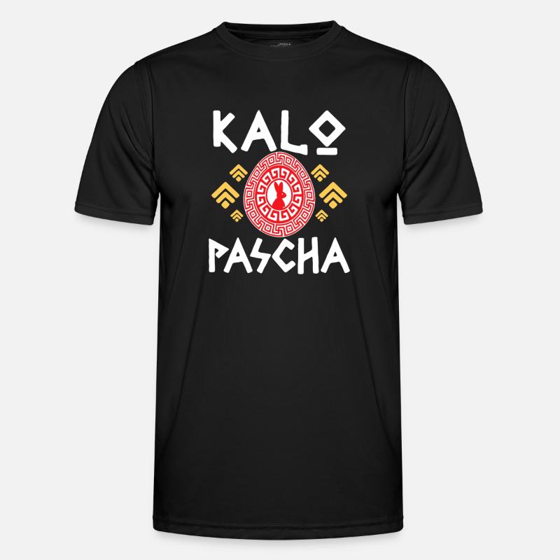 Kalo Pascha: Easter Rabbit Circle - Men's Functional T-Shirt - black