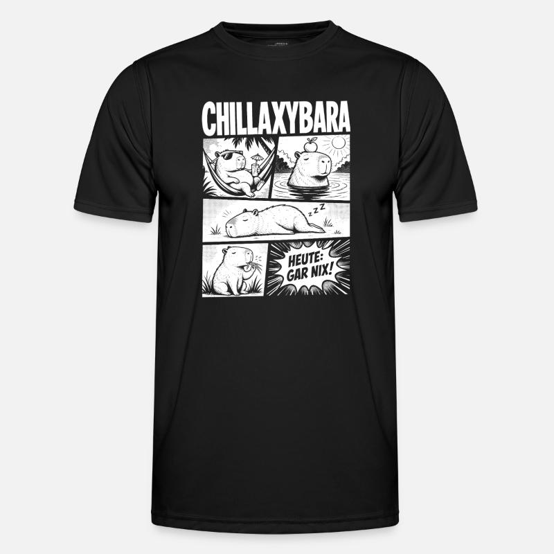 Chillax Capybara Relax Comic Design - Männer Funktions-T-Shirt - Schwarz