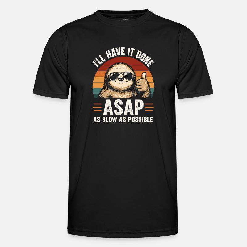 Slow As Possible Sloth Retro - Men's Functional T-Shirt - black