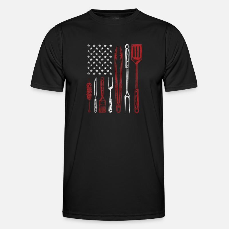 BBQ Grill Tools US Flag Pitmaster - Men's Functional T-Shirt - black