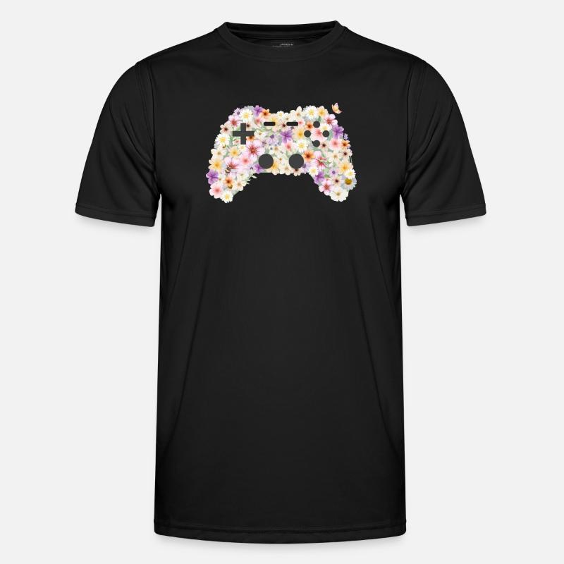 Floral Gamepad: Blütenkunst Controller - Männer Funktions-T-Shirt - Schwarz
