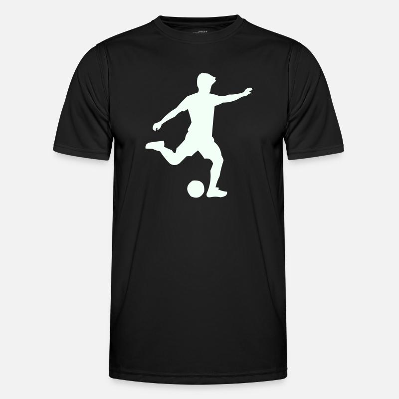 Kicker-Silhouette im Sprung - Männer Funktions-T-Shirt - Schwarz