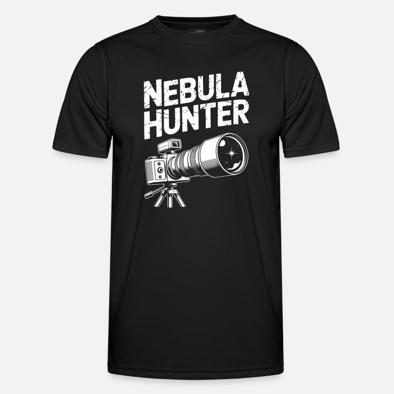 Nebula Hunter Teleskopkunst - Männer Funktions-T-Shirt - Schwarz