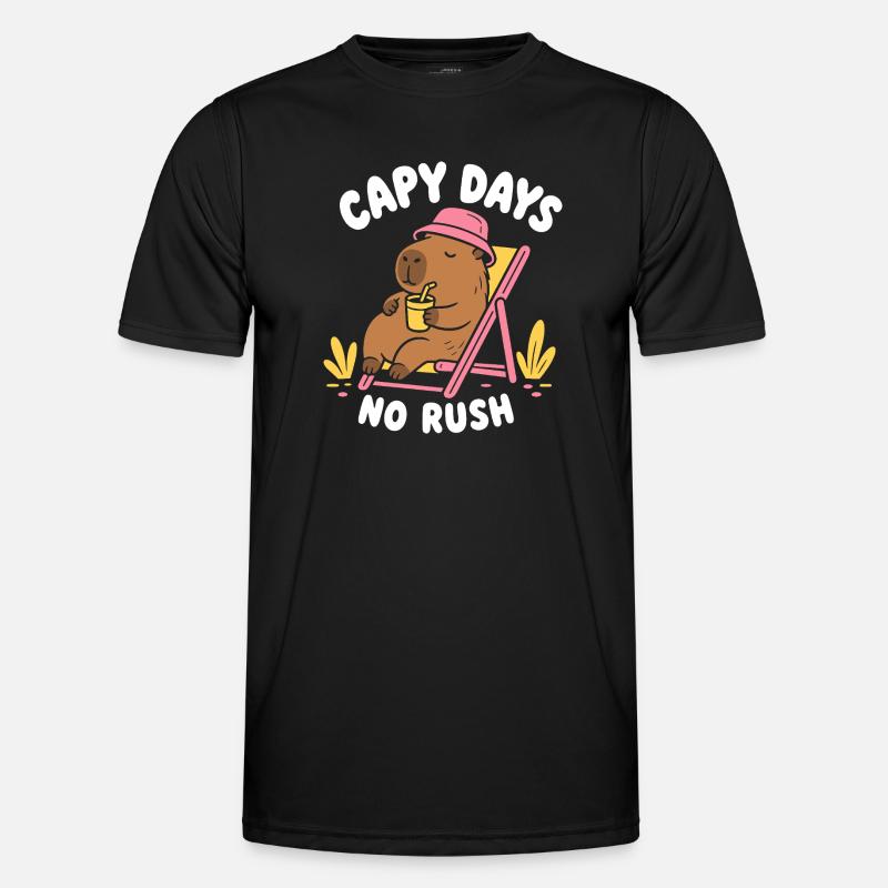 Capy Days No Rush Capybara - Men's Functional T-Shirt - black