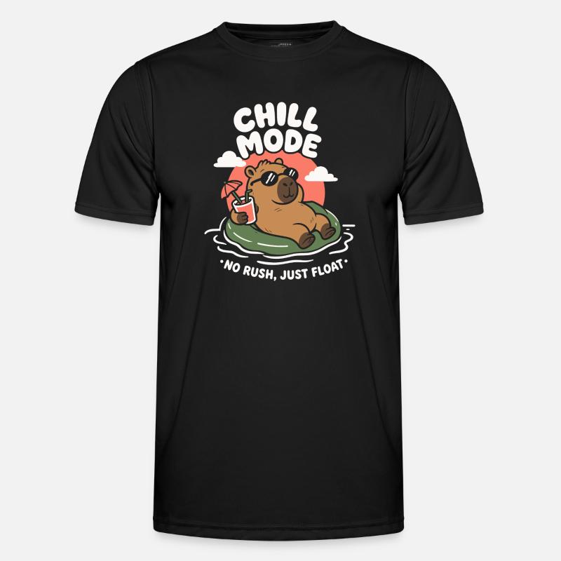 Chill Mode Summer Capybara - Männer Funktions-T-Shirt - Schwarz