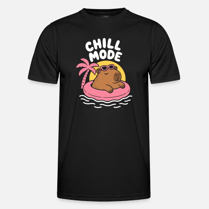 Chill Mode Floating Capybara - Männer Funktions-T-Shirt - Schwarz