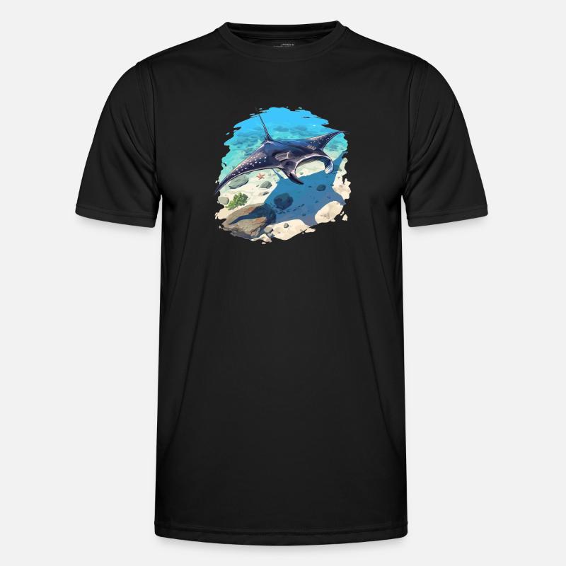 Rochen Mantarochen - Männer Funktions-T-Shirt - Schwarz