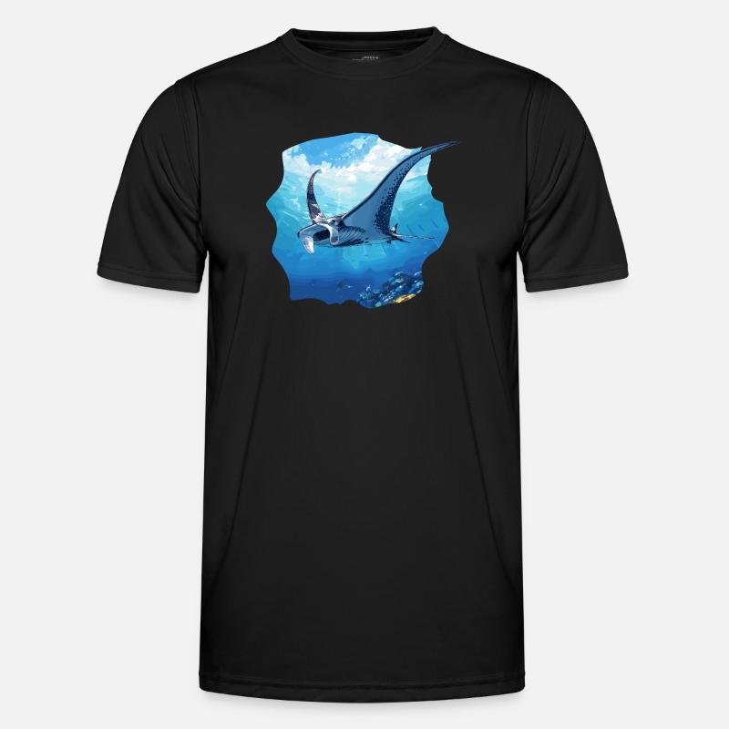 Rochen Mantarochen - Männer Funktions-T-Shirt - Schwarz