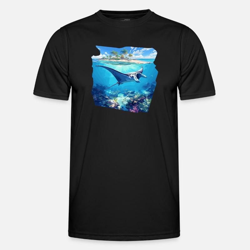 Rochen Mantarochen - Männer Funktions-T-Shirt - Schwarz