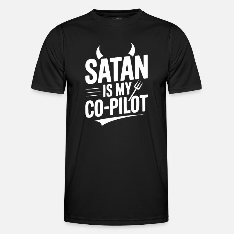 Satan Is My Co-Pilot - Men's Functional T-Shirt - black