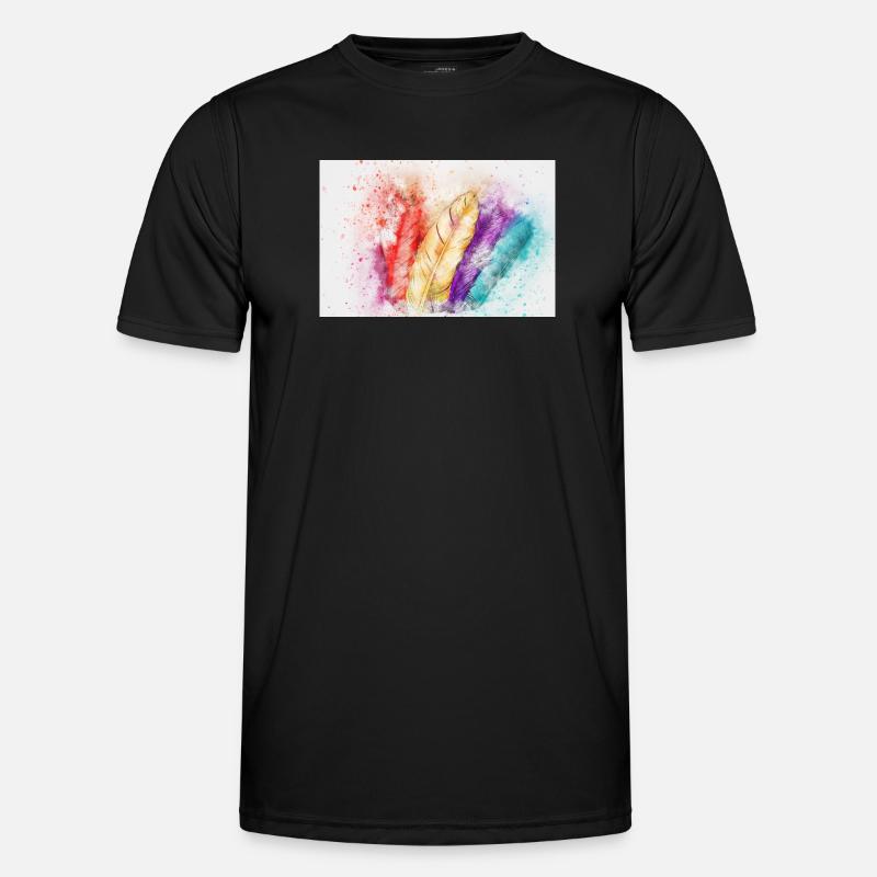 Bunte Federenkunst - Männer Funktions-T-Shirt - Schwarz