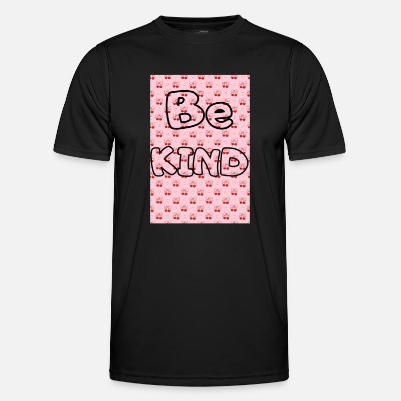 Be kind mit Kirschmuster - Männer Funktions-T-Shirt - Schwarz