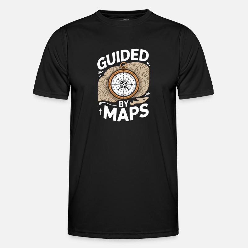 Guided By Maps Topographic Map - Men's Functional T-Shirt - black