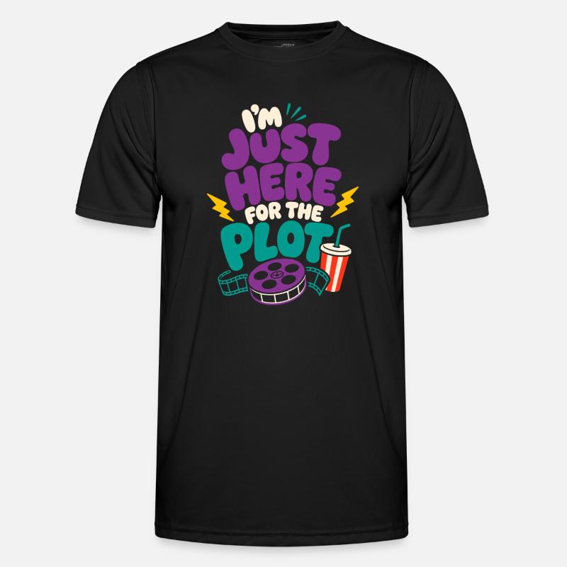 Just Here For The Plot - Männer Funktions-T-Shirt - Schwarz