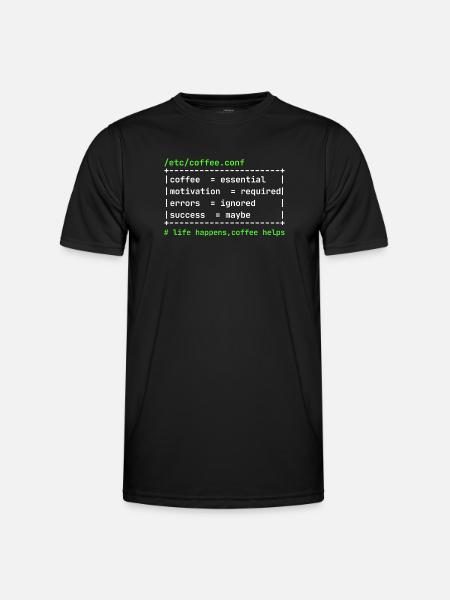Coffee Config – Developer Kaffee Design - Männer Funktions-T-Shirt - Schwarz