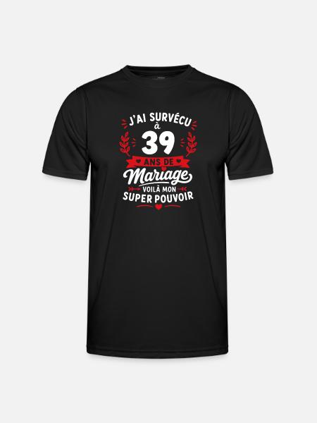 Survivre à 39 ans de mariage - T-shirt sport Homme - noir
