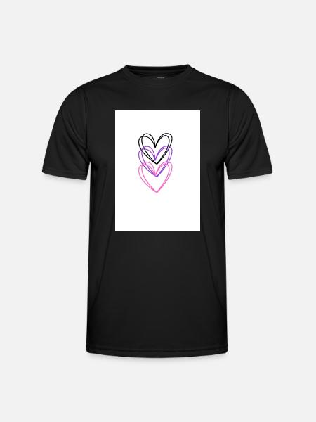 Three Intertwined Hearts - Men's Functional T-Shirt - black