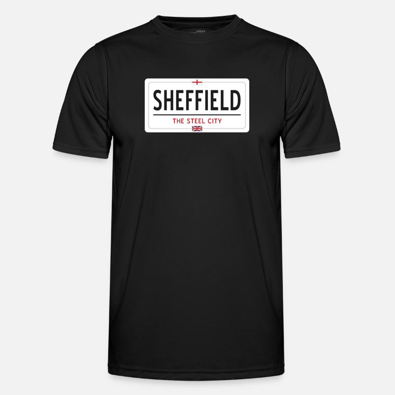 Ortsschild Sheffield - Männer Funktions-T-Shirt - Schwarz