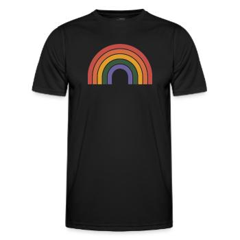 Retro Rainbow Arc Print - Men's Functional T-Shirt - black - Front - AI Model Male 178 dark (178cm)