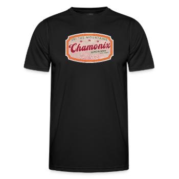 Chamonix Mountain Ski Vintage Label - T-shirt sport Homme - noir - Devant - AI Model Male 178 dark (178cm)
