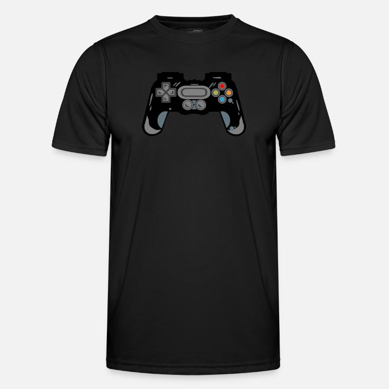 Retro Controller Silhouette - Männer Funktions-T-Shirt - Schwarz