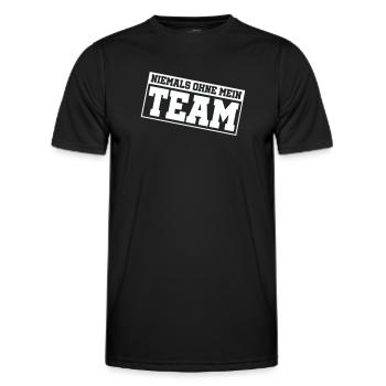 niemals_ohne_mein_team_- - Men's Functional T-Shirt - black - Front - AI Model Male 178 dark (178cm)