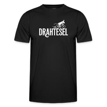Drahtesel Lustiger Esel Auf Fahrrad Design - Männer Funktions-T-Shirt - Schwarz - Vorne - AI Model Male 178 dark (178cm)