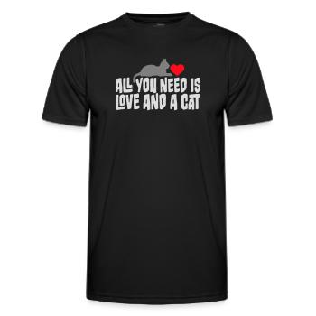 All You Need Is Love And A Cat Lustig Katze Spruch - Männer Funktions-T-Shirt - Schwarz - Vorne - AI Model Male 178 dark (178cm)