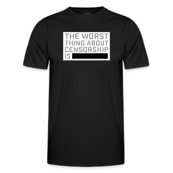 Le pire dans la censure, c’est l’ironie amusante - T-shirt sport Homme - noir - Devant - AI Model Male 178 dark (178cm)
