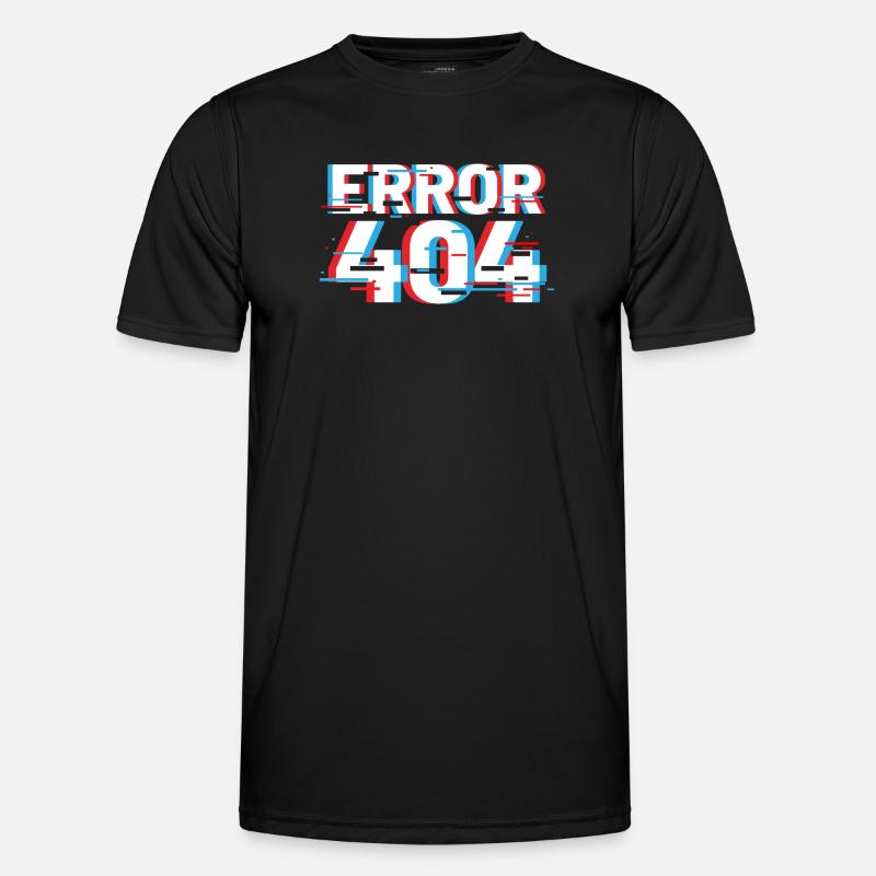 Fehler 404 Glitch - Männer Funktions-T-Shirt - Schwarz
